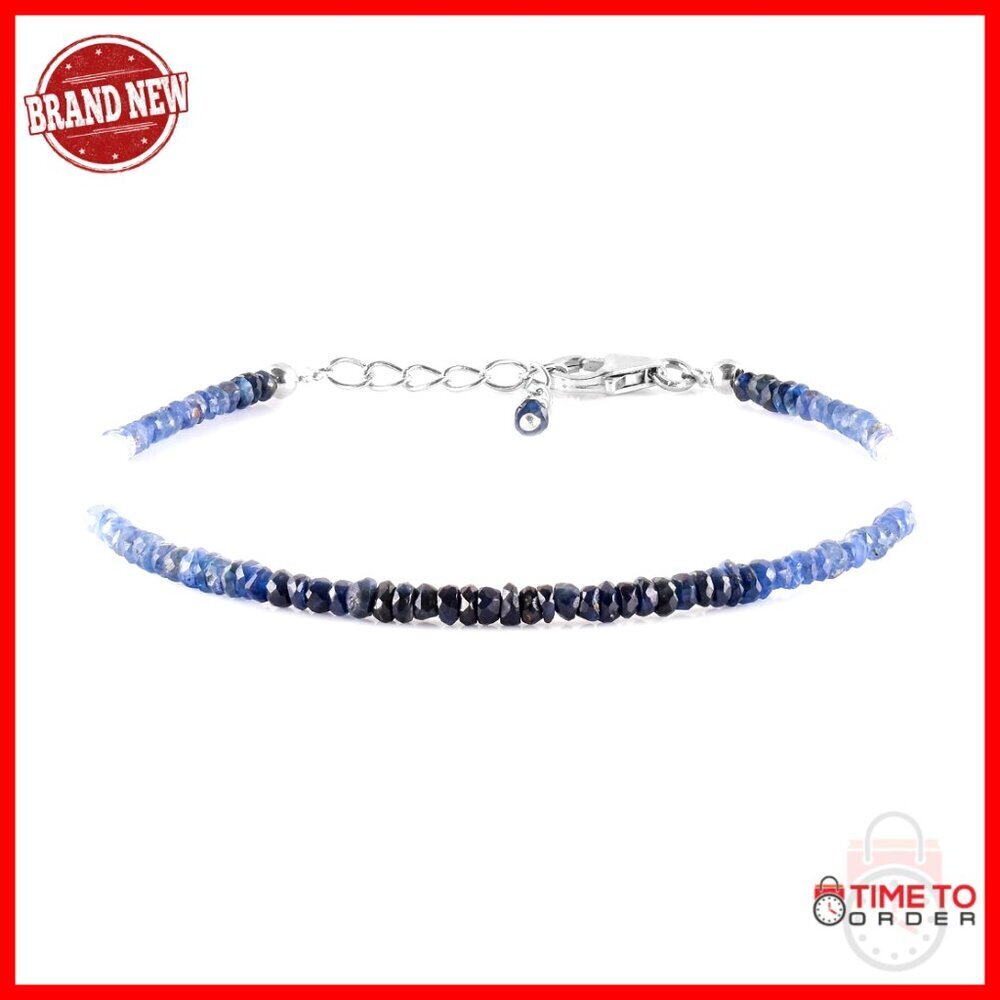 Sterling Silver Blue Sapphire Bracelet, 18 Inch, September Birthstone,